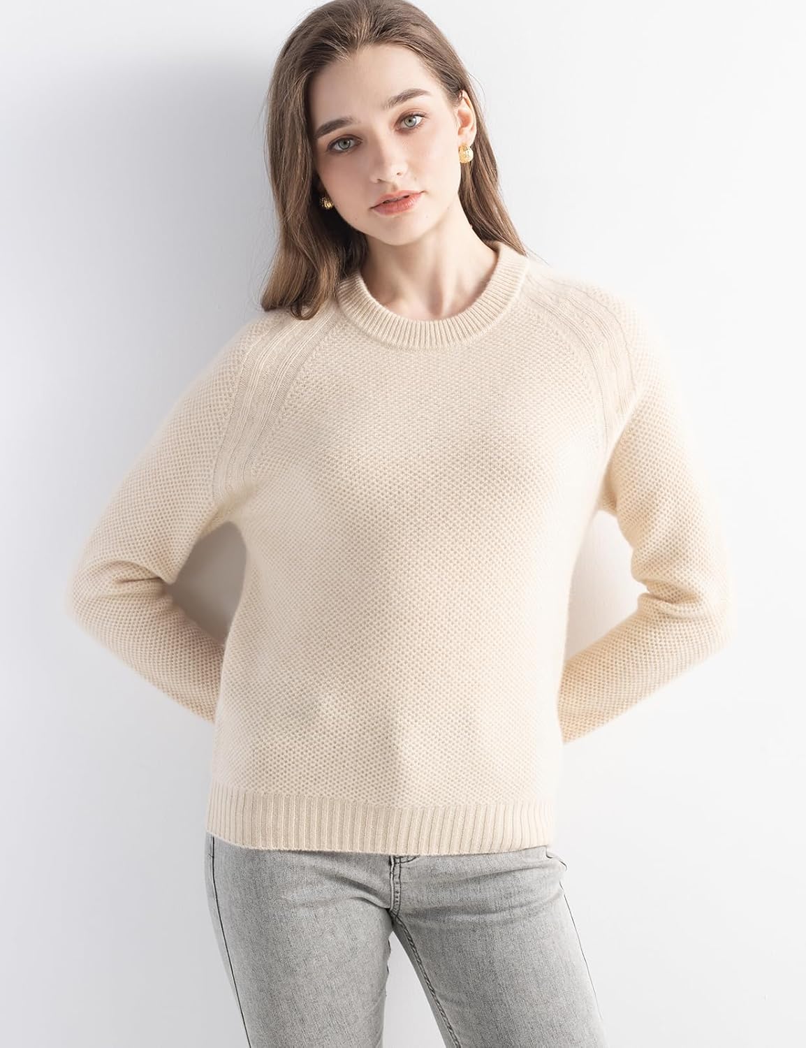 Mongolian Cashmere Crewneck Knit Sweater