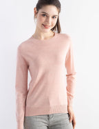 Merino Wool Blend Crew Neck Seamless Knit Sweater
