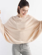 Merino Wool Blend Oversized Crewneck Batwing Sweater