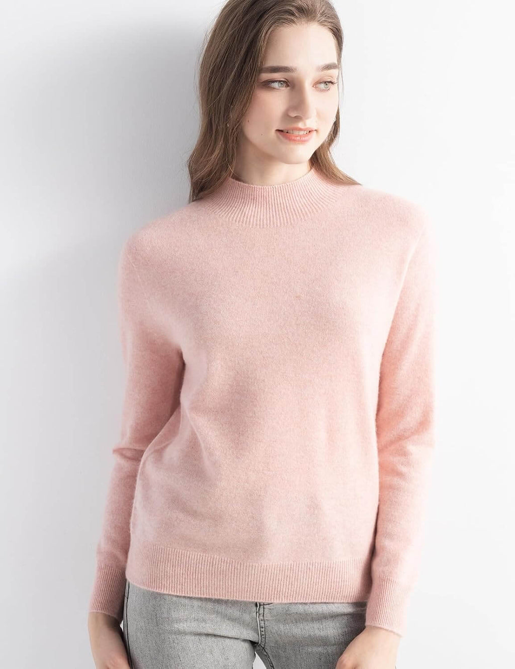 100% Pure Cashmere Mock Neck Pullover Sweater