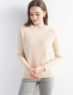 Mongolian Cashmere Cable Crewneck Sweater