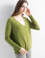 Mongolian V-Neck Knitted Cashmere Cardigan