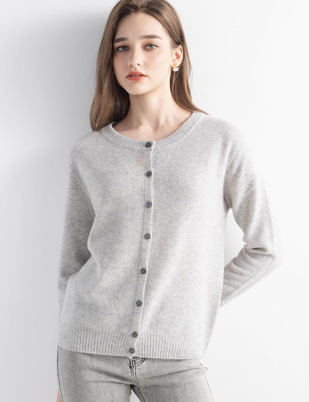 Mongolian V-Neck Knitted Cashmere Cardigan
