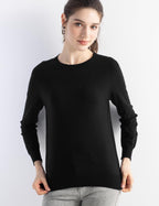 Merino Wool Blend Crew Neck Seamless Knit Sweater