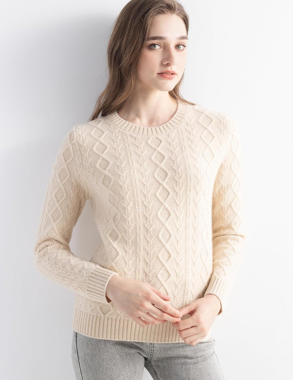 Mongolian Cashmere Cable Knit Sweater