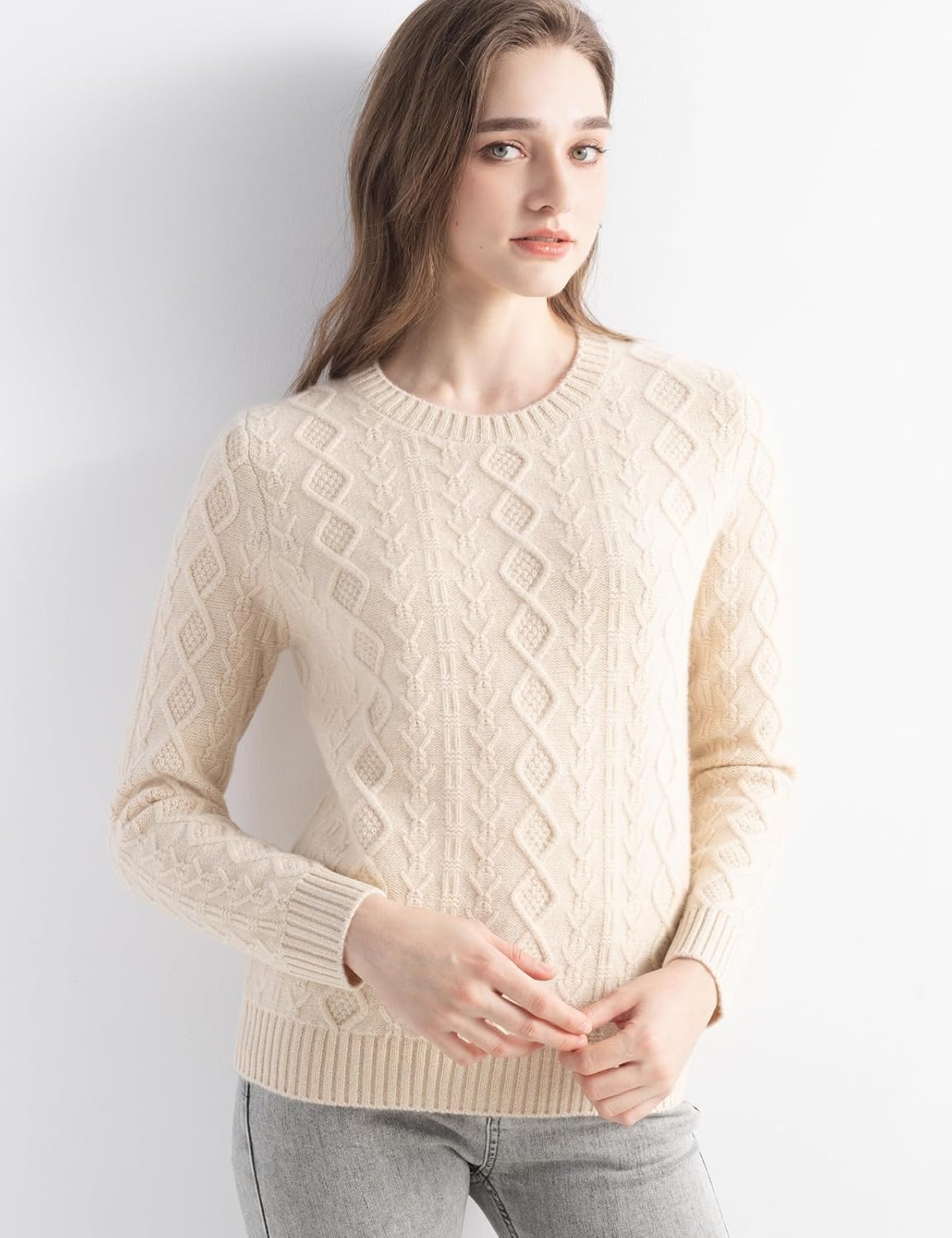 Mongolian Cashmere Cable Knit Sweater