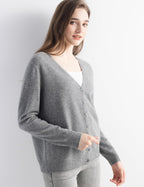 Mongolian V-Neck Knitted Cashmere Cardigan