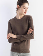 Merino Wool Blend Crew Neck Knit Sweater