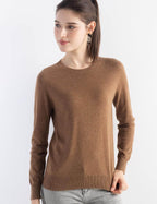 Merino Wool Blend Crew Neck Seamless Knit Sweater