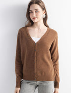 Mongolian V-Neck Knitted Cashmere Cardigan