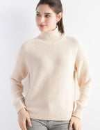 Merino Wool Blend Mock Neck Loose Knit Sweater