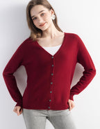 Mongolian V-Neck Knitted Cashmere Cardigan
