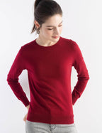 Merino Wool Blend Crew Neck Seamless Knit Sweater