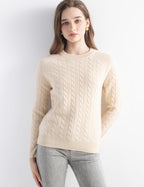 Mongolian Cashmere Cable Crewneck Sweater