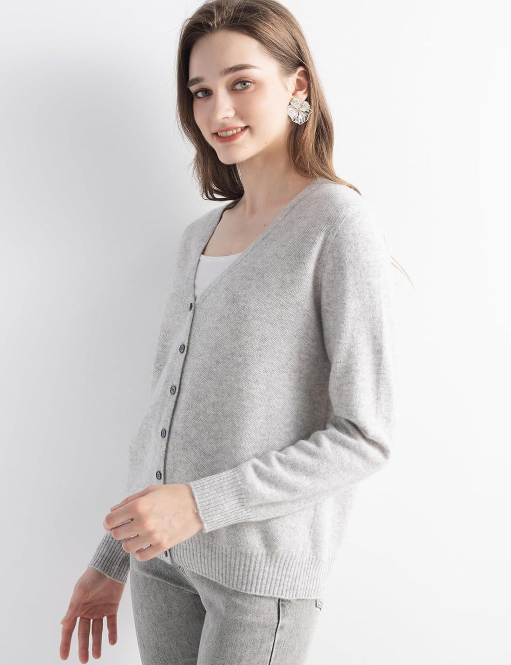 Mongolian V-Neck Knitted Cashmere Cardigan