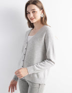 Mongolian V-Neck Knitted Cashmere Cardigan