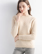 Mongolian Cashmere Slim Cable Crewneck Sweater