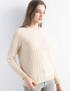 Mongolian Cashmere Cable Crewneck Sweater