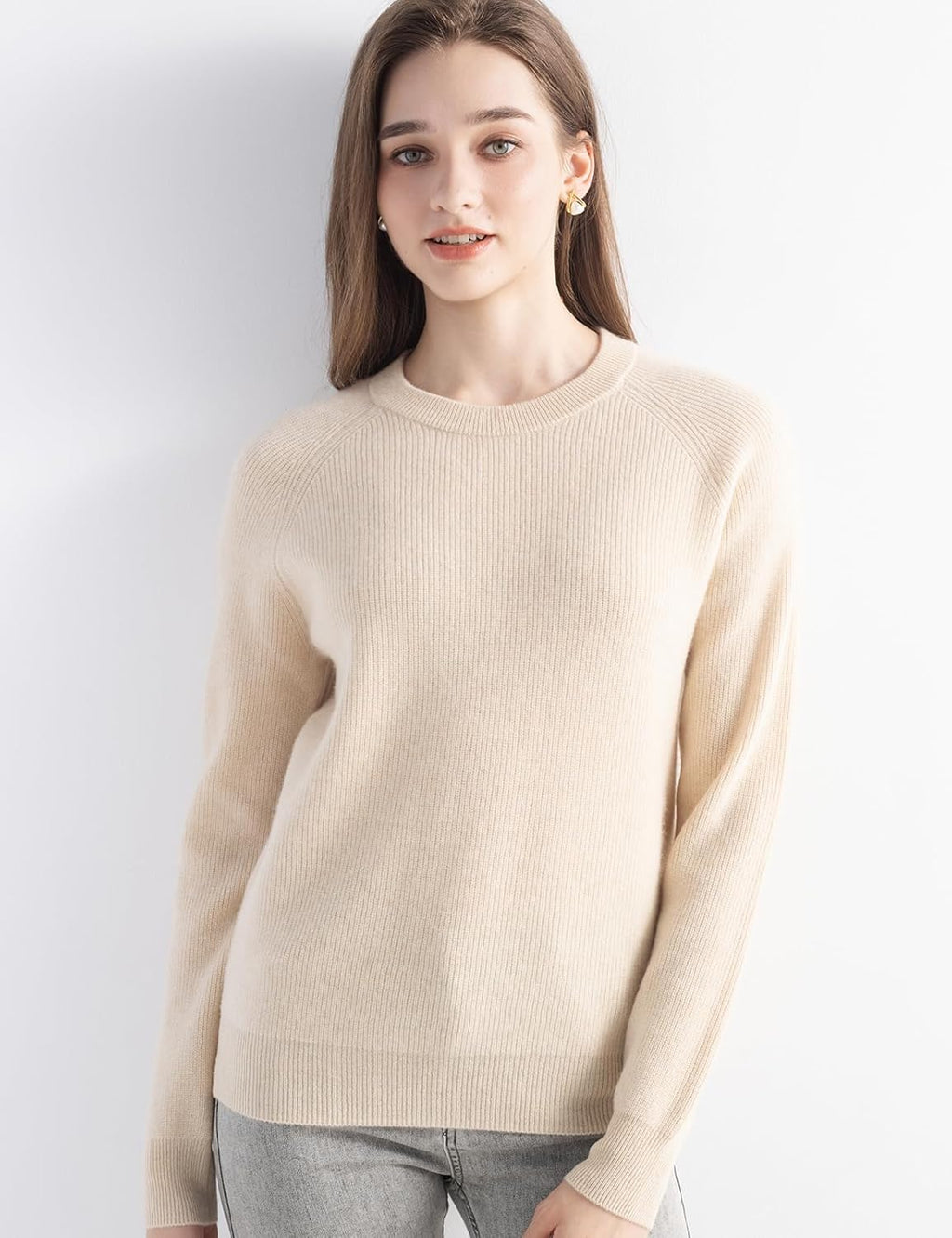 Mongolian Cashmere Ribbed Crewneck Sweater