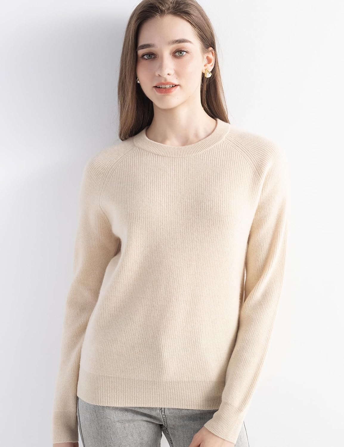 Mongolian Cashmere Ribbed Crewneck Sweater