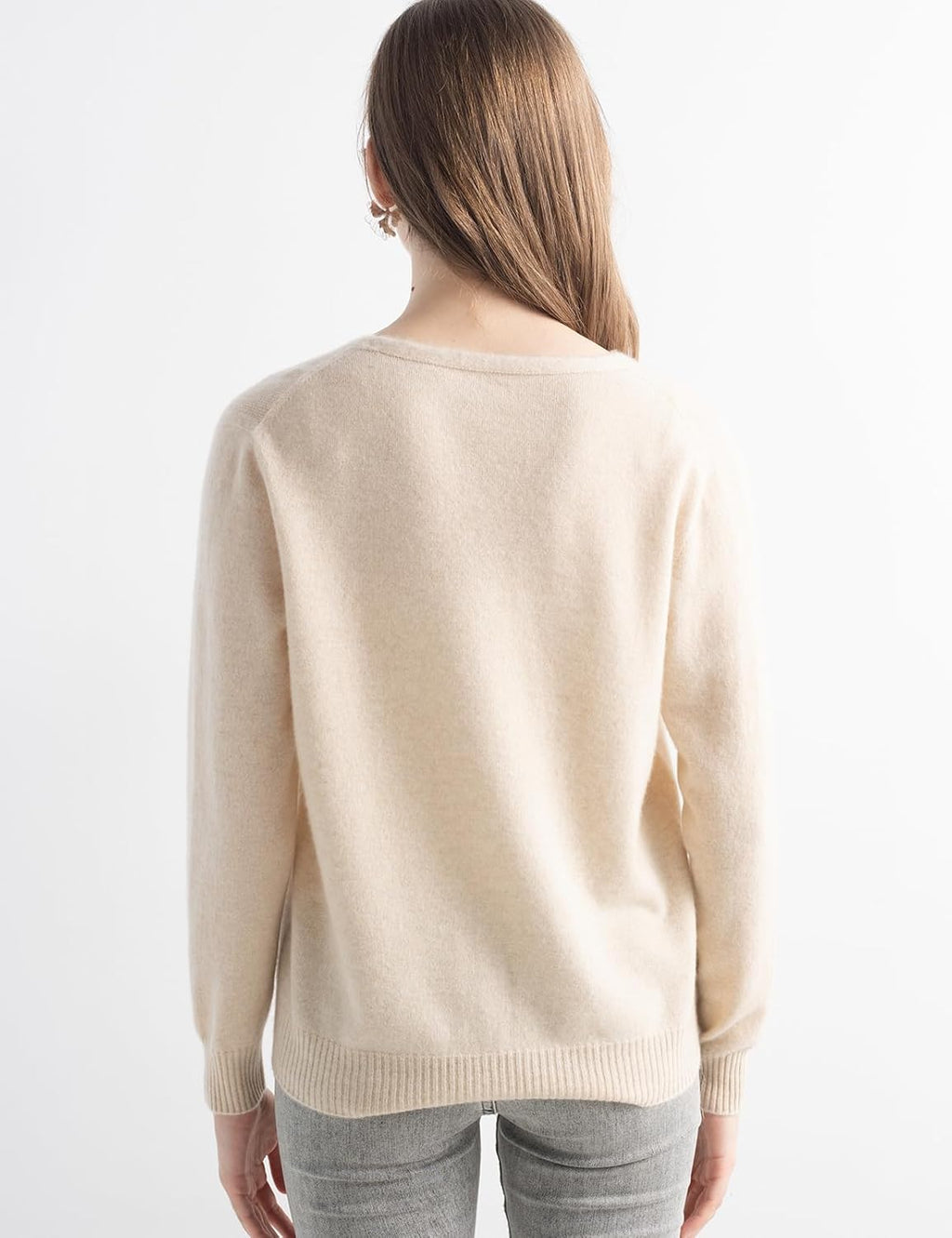 Mongolian V-Neck Knitted Cashmere Cardigan