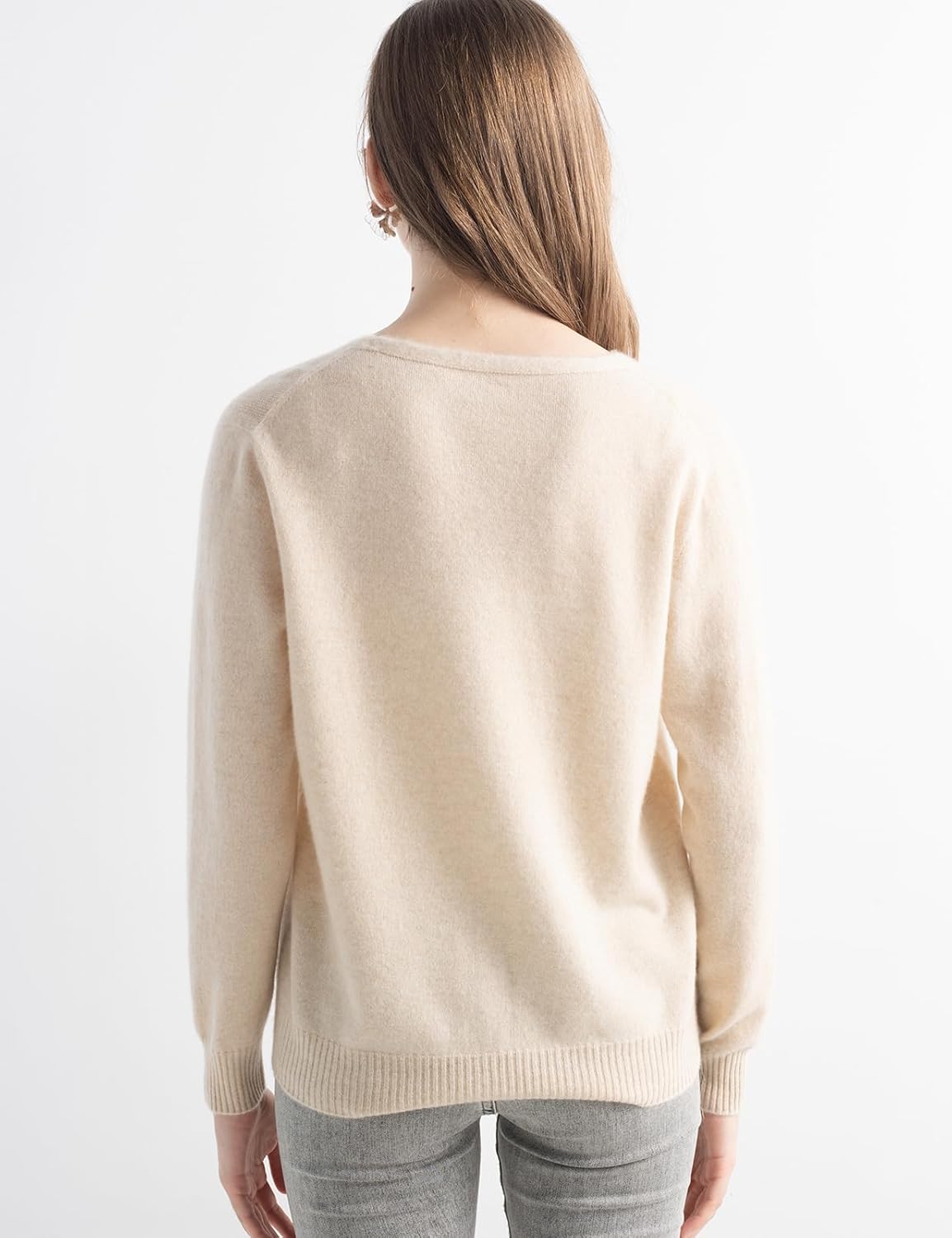 Mongolian V-Neck Knitted Cashmere Cardigan