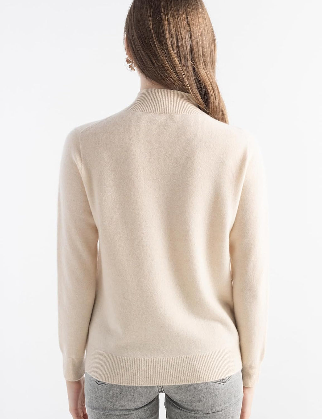 100% Pure Cashmere Mock Neck Pullover Sweater