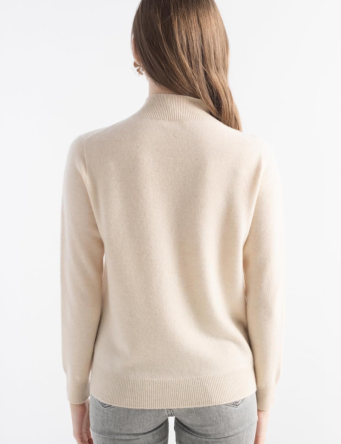 100% Pure Cashmere Mock Neck Pullover Sweater