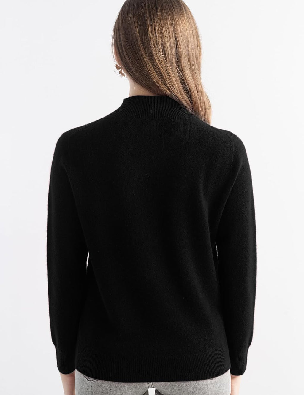 100% Pure Cashmere Mock Neck Pullover Sweater