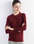 Merino Wool Blend Crew Neck Knit Sweater