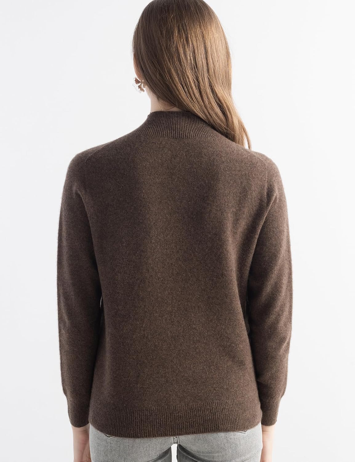 100% Pure Cashmere Mock Neck Pullover Sweater