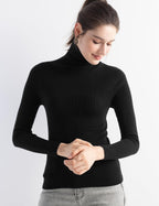 Merino Wool Blend Ribbed Turtleneck Slim Fit Sweater