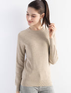 Merino Wool Blend Crew Neck Knit Sweater