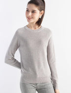 Merino Wool Blend Crew Neck Knit Sweater
