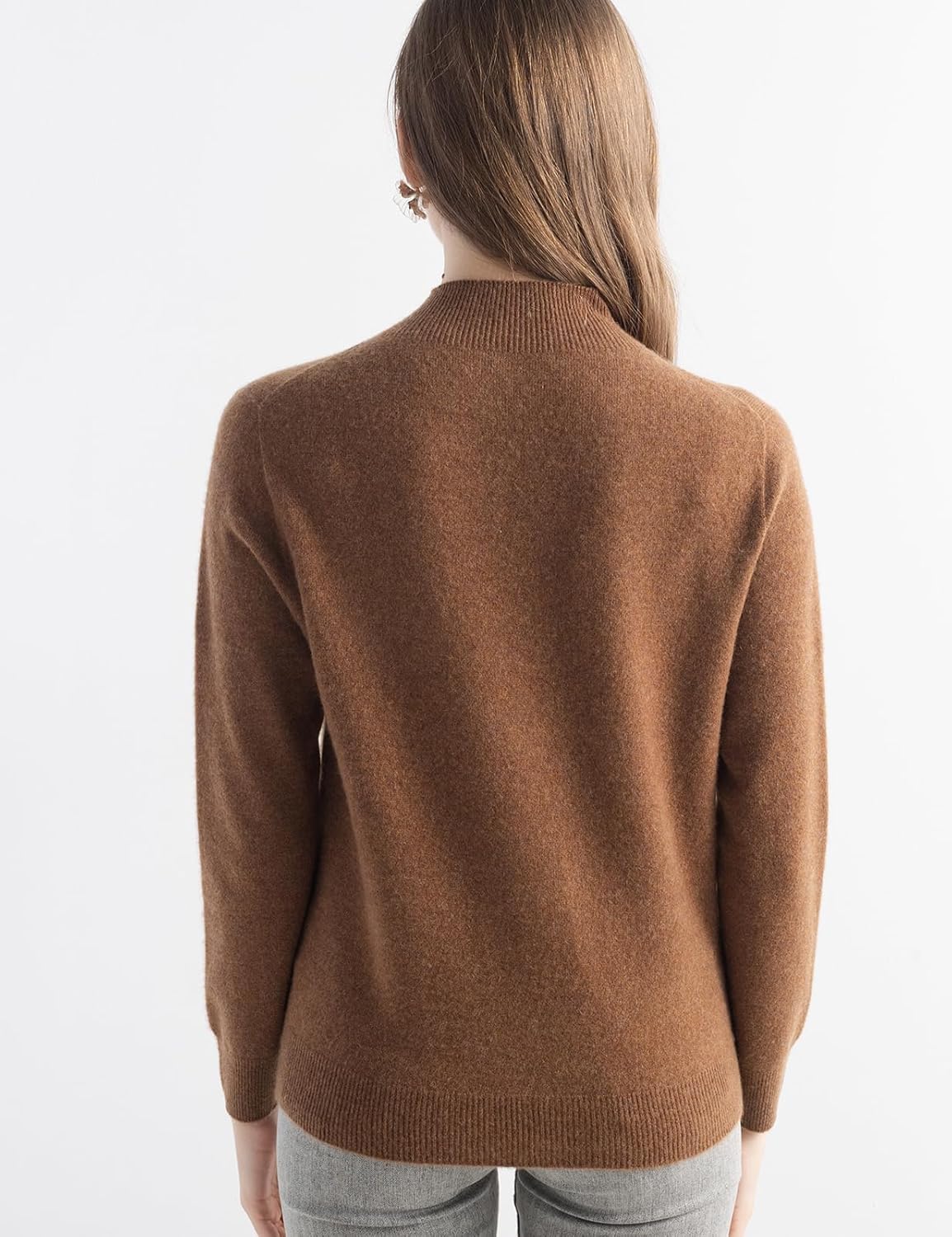 100% Pure Cashmere Mock Neck Pullover Sweater