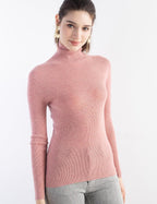 Merino Wool Blend Ribbed Turtleneck Slim Fit Sweater