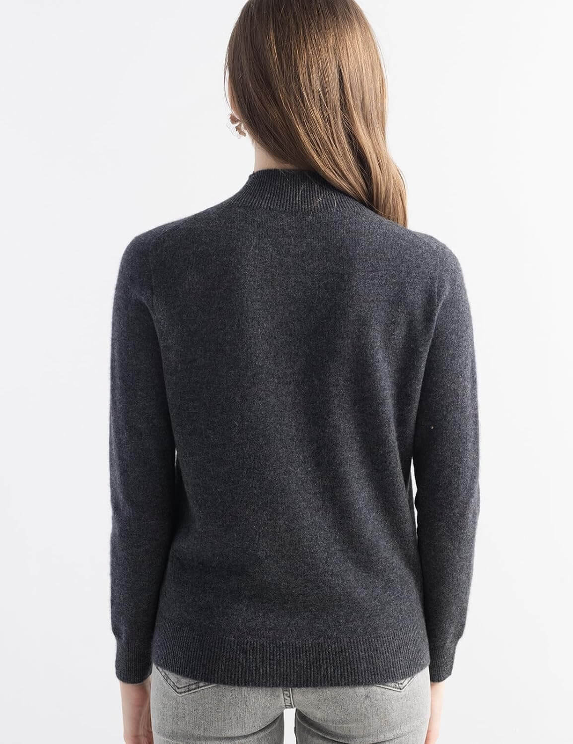 100% Pure Cashmere Mock Neck Pullover Sweater