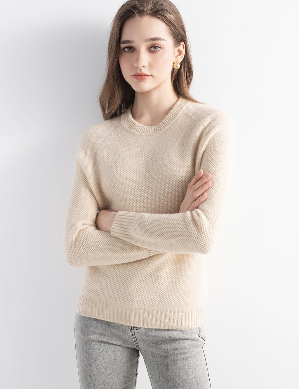 Mongolian Cashmere Crewneck Knit Sweater