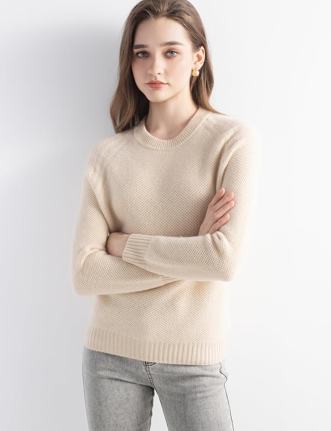Mongolian Cashmere Crewneck Knit Sweater