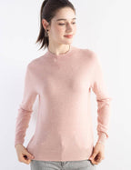 Merino Wool Blend Mock Neck Seamless Knit Sweater