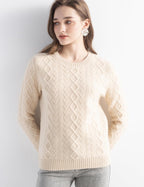 Mongolian Cashmere Cable Knit Sweater