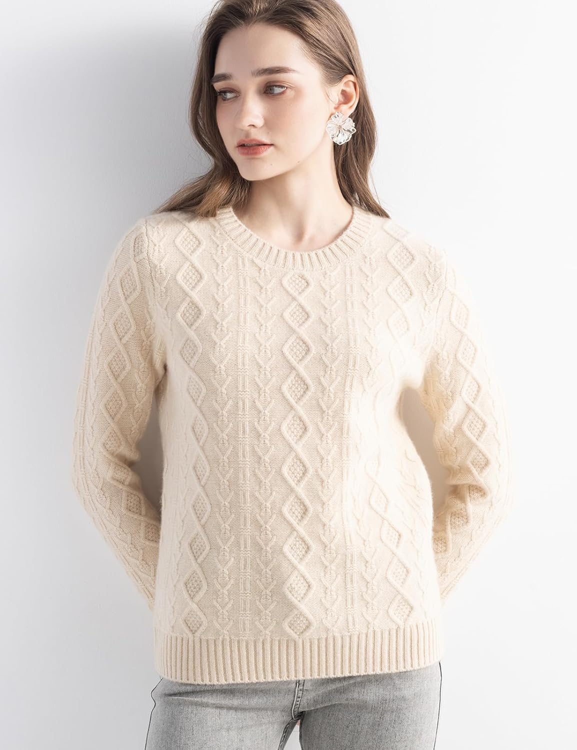 Mongolian Cashmere Cable Knit Sweater