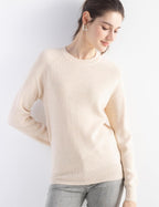 Merino Wool Blend Crew Neck Knit Sweater