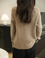 100% Merino Wool Crewneck Cable Knit Sweater