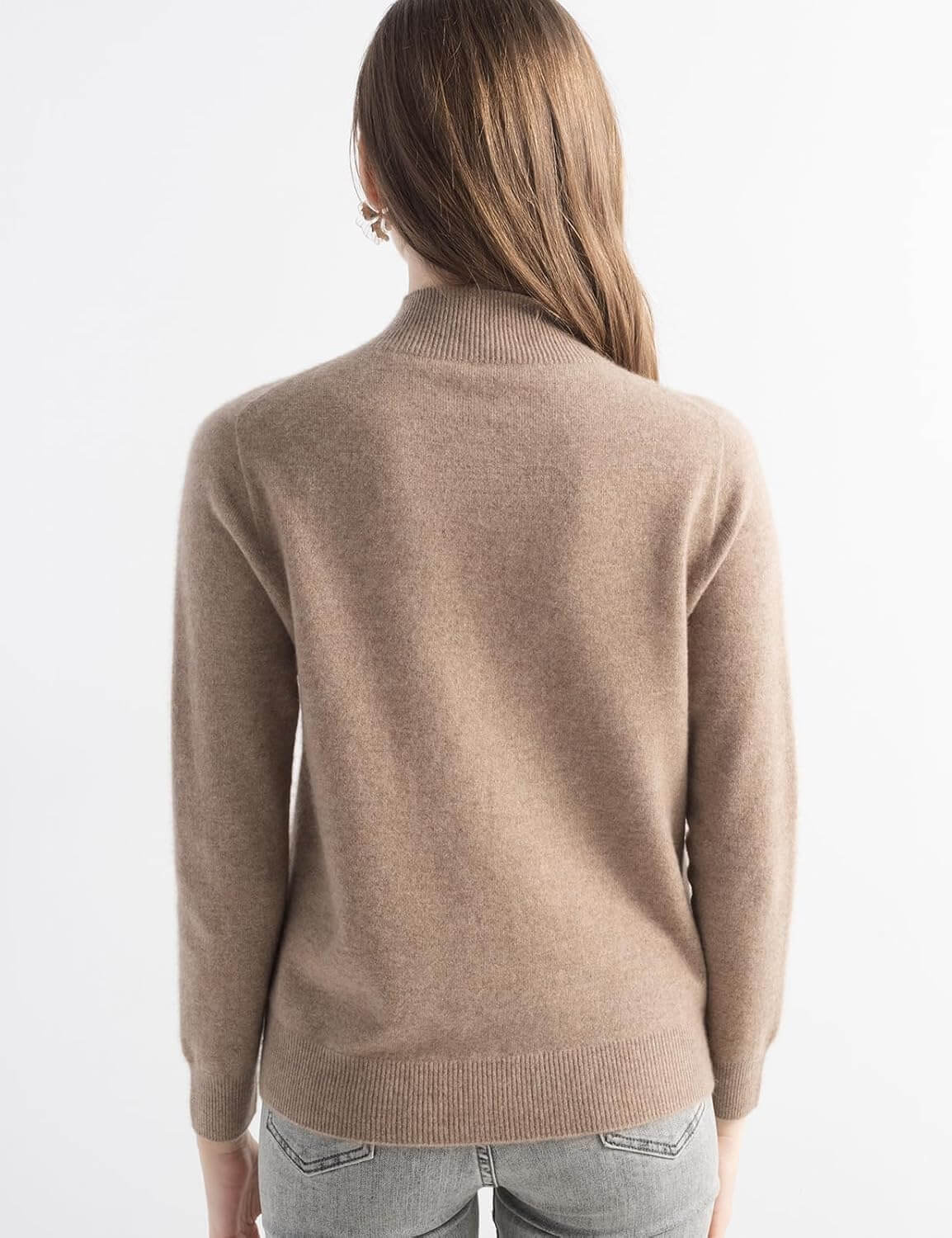 100% Pure Cashmere Mock Neck Pullover Sweater