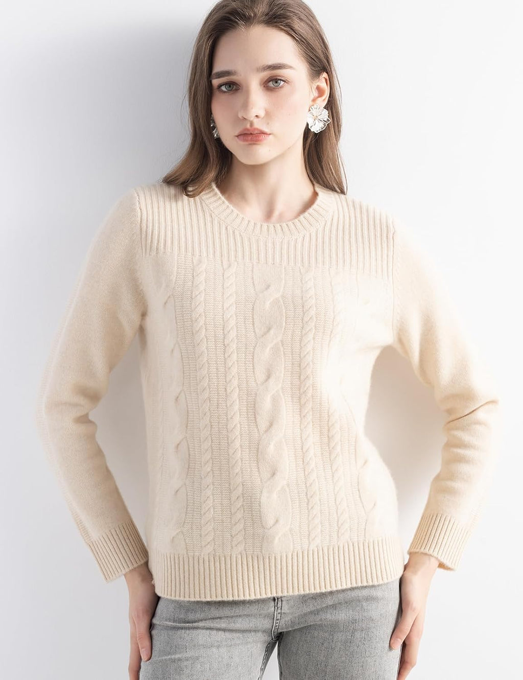 Mongolian Cashmere Cable Knit Sweater