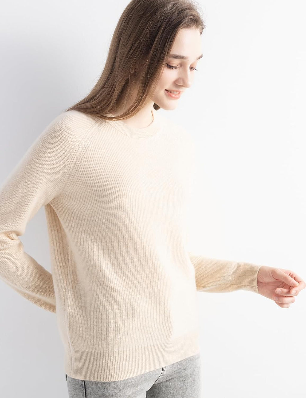 Mongolian Cashmere Ribbed Crewneck Sweater