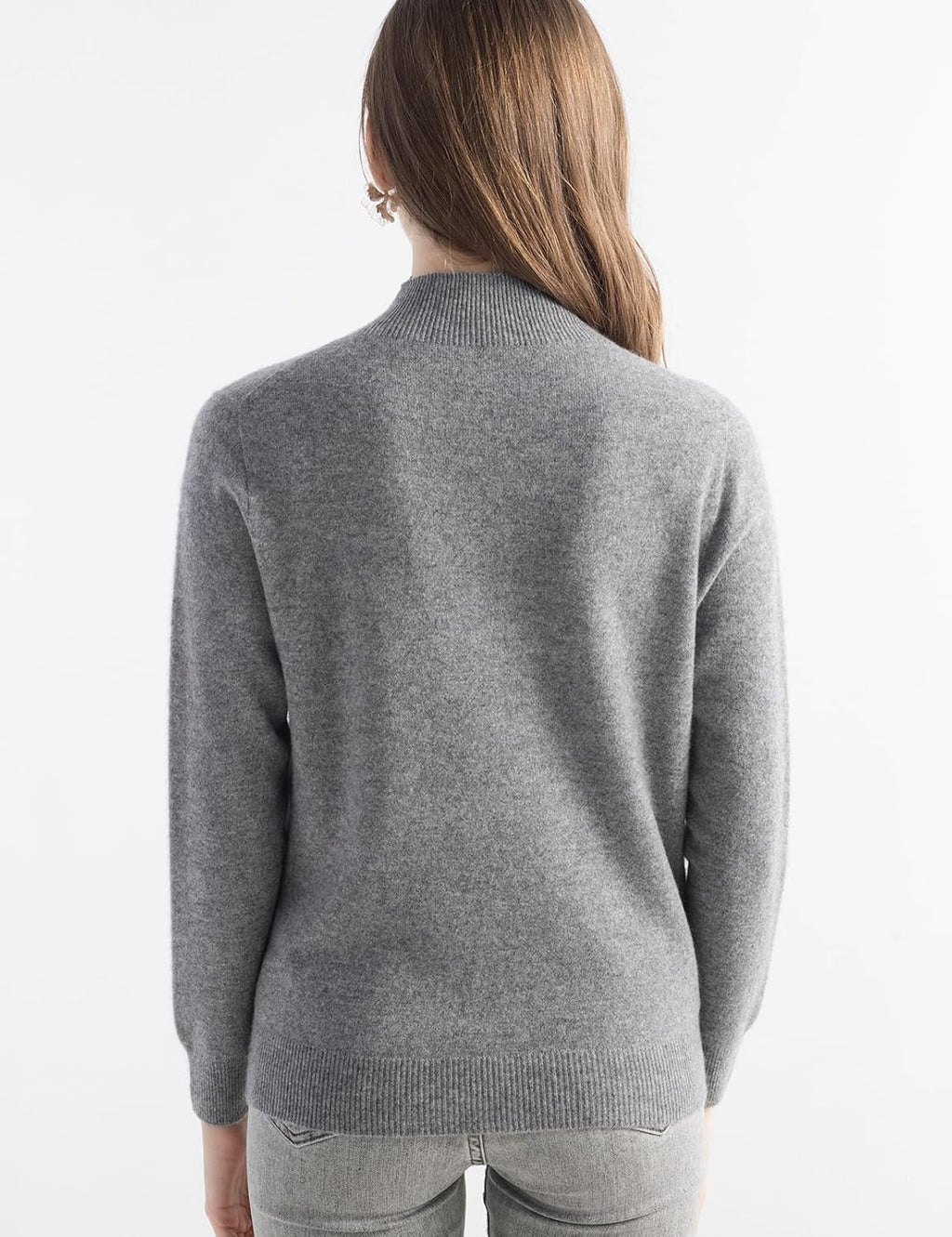 100% Pure Cashmere Mock Neck Pullover Sweater