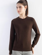 Merino Wool Blend Crew Neck Knit Sweater