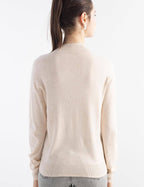 Merino Wool Blend Mock Neck Seamless Knit Sweater